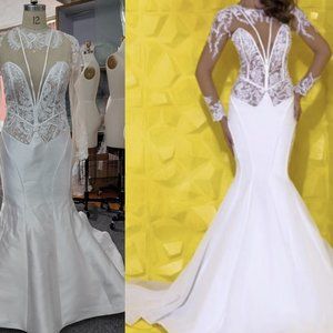 Sheer bodice long sleeve wedding gown from Darius Cordell
